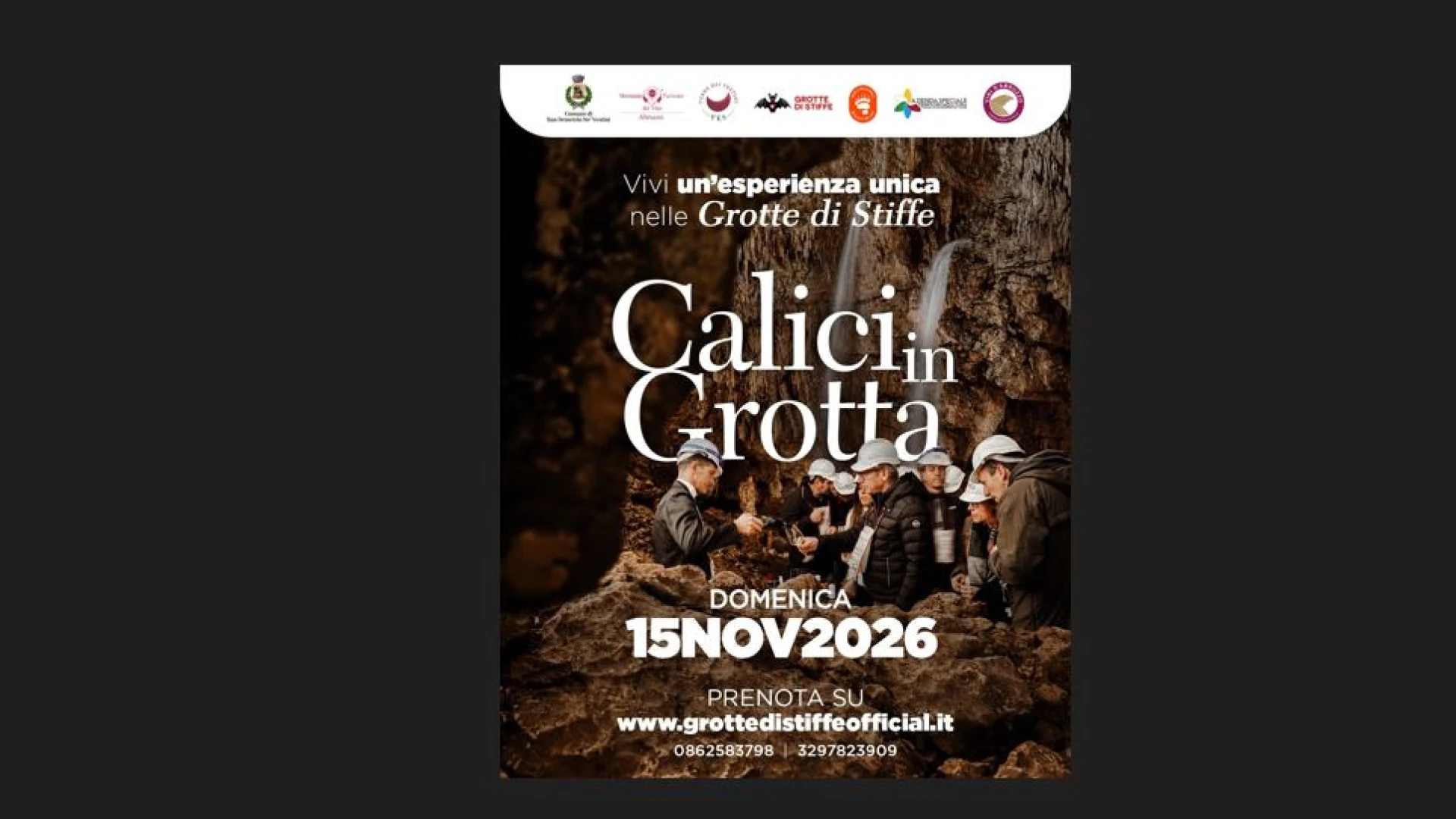 Grotte di Stiffe: il 15 novembre torna “Calici in Grotta”, alla scoperta delle bellezze e del vino d’Abruzzo