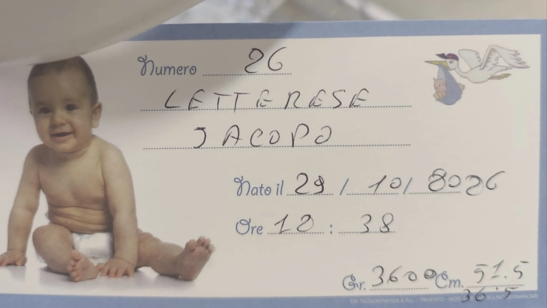 L'Angolo degli auguri: festeggiamo oggi la nascita del piccolo Jacopo Letterese.
